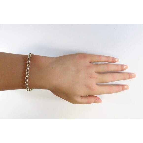 8" Sterling Silver SG Toggle Link Bracelet Rolo Link Charm Bracelet - Picture 13 of 13